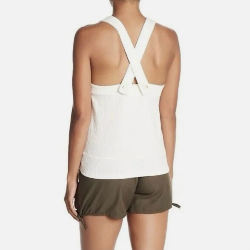 Madewell Apron Cross-Back Tank Top in Ivory Bleached Linen Fit S-M - Picture 2 of 14